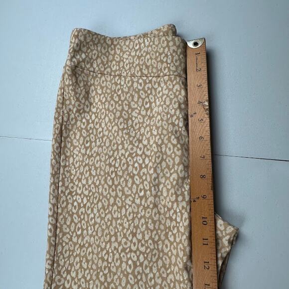 J Mclaughlin Pants Womens 8 Tan Ivy Crop Pullon Flare Animal Print Preppy Career - Picture 10 of 12